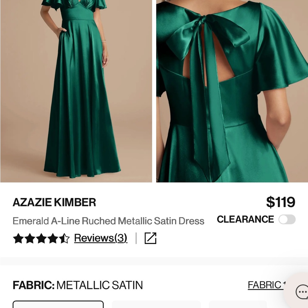 Azazie Kimber Metallic Satin Dress in Emerald Green